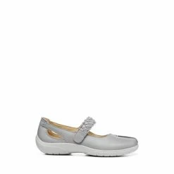 Hotter Grey Shake Wide Fit Touch-Fastening Mary Jane Shoes
