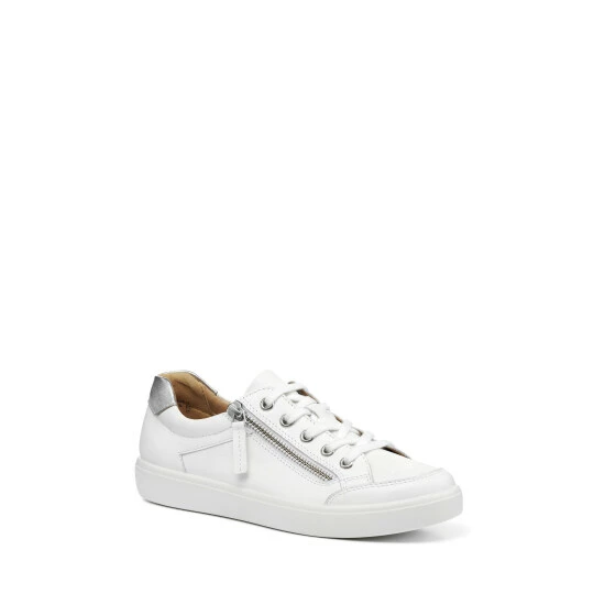 Hotter Wide Fit White Chase II Lace-Up/Zip Deck Shoes 2 Hotter Wide Fit White Chase II Lace-Up/Zip Deck Shoes - Image 2