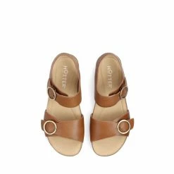Hotter Brown Tourist Buckle-Fastening Cork Wedge Sandals -Hotter Shop unnamed file 1910