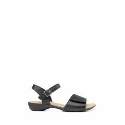 Hotter Black Safari Smart Low Wedge Sandals