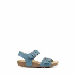 Hotter Blue Tourist Cork Wedge Buckle-Fastening Sandals -Hotter Shop unnamed file 1992