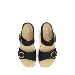 Hotter Black Tourist Cork Wedge Buckle-Fastening Sandals -Hotter Shop unnamed file 2000