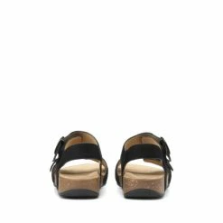 Hotter Black Tourist Cork Wedge Buckle-Fastening Sandals -Hotter Shop unnamed file 2001