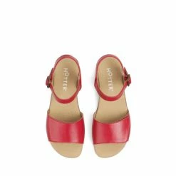 Hotter Red Safari Smart Low Wedge Sandals -Hotter Shop unnamed file 2020