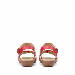 Hotter Red Safari Smart Low Wedge Sandals -Hotter Shop unnamed file 2021