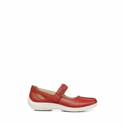 Hotter Shake Wide Fit Touch-Fastening Mary Jane Red Shoes